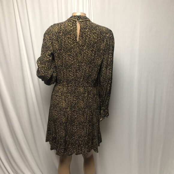 Popsugar Dress Womens Size Large Black Brown Mock Neck Ruffle Hem Mini - Picture 7 of 10